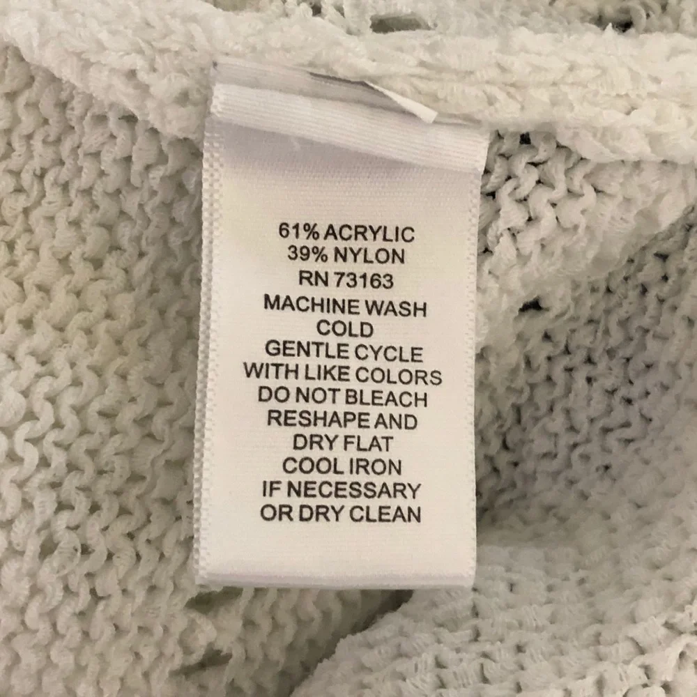 Pointelle white open knit sweater, medium